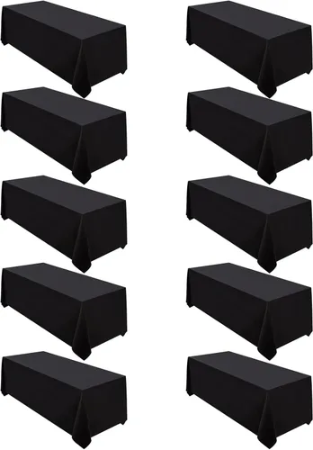 Miniatura 27 de Surmente Mantel cuadrado para mesas cuadradas o redondas, 100% poliéster, 52 x 52 pulgadas, mantel para bodas, banquetes o restaurantes (negro)