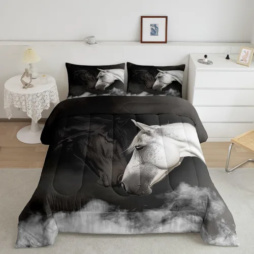 Miniatura 38 de Erosebridal Juego de ropa de cama de oso marrón, juego de edredón de animales de safari en el bosque, acuarela con relleno de edredón de vida