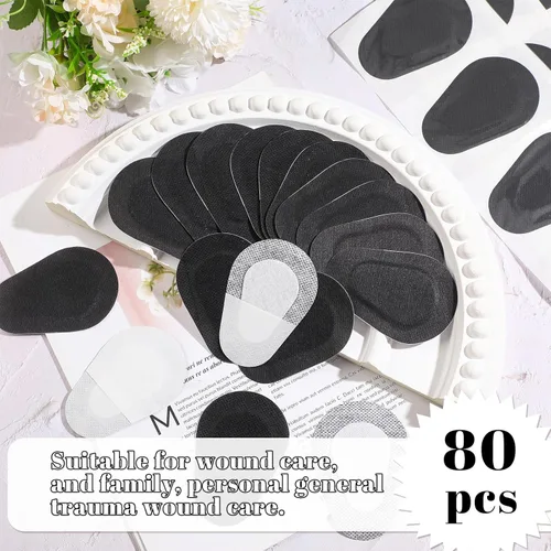Miniatura 2 de 80 parches adhesivos para los ojos, almohadillas desechables para adultos, vendajes adhesivos sin látex (3.3 x 2.3 pulgadas, negro)