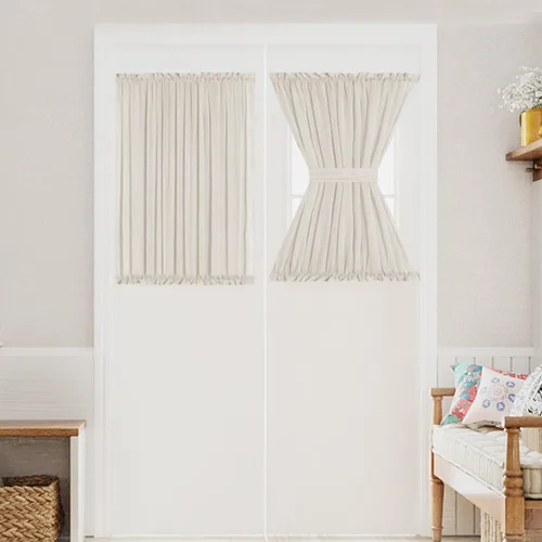 Miniatura 11 de Turquoize Elegantes cortinas de lino para puerta francesa, paneles de cortina de filtrado de luz, panel de lino con bolsillo para barra, panel
