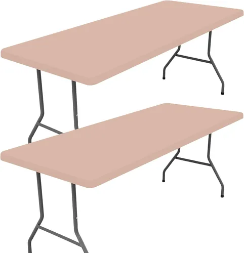 Miniatura 25 de Moosfor Paquete de 2 manteles rectangulares de elastano de 4 pies, elásticos y ajustables para pícnic, cubierta de mesa de patio elástica y lavable