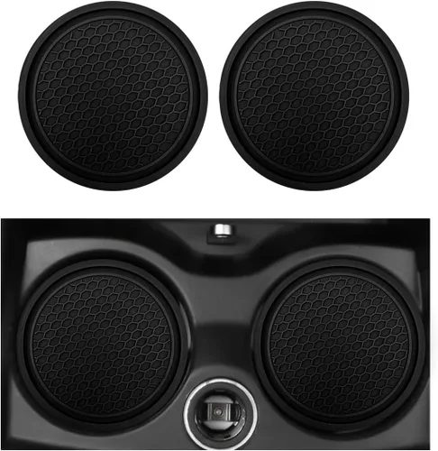 Miniatura 12 de Ohleats Juego de posavasos de 2 piezas para automóvil, impermeable en forma de panal de abeja, PVC antideslizante de 2.75 pulgadas, universal