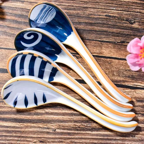 Miniatura 3 de Juego de 4 cucharas de sopa japonesas de cerámica asiática para Wonton Pho