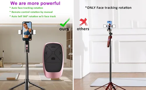 Miniatura 3 de Trípode extensible de seguimiento facial automático con luz, trípode giratorio 360, control de movimiento automático o manual, disparo de cámara