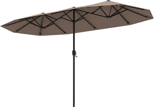 Miniatura 16 de Tangkula Sombrilla de patio de doble cara de 15 pies, sombrilla extragrande para exteriores con sistema de manivela y rejillas de ventilación, Azul
