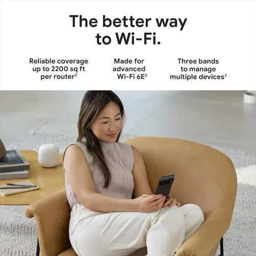 Miniatura 3 de Google Nest WiFi Pro - Wi-Fi 6E - Reliable Home Wi-Fi System with Fast Speed and Whole Home Coverage - WPS - Mesh Router - Non-Retail Packaging - Fog