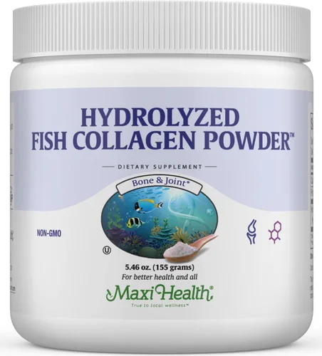 Maxi Health Polvo de péptidos de colágeno – Colágeno en polvo marino sin sabor tipo I para mujeres y hombres – Suplemento proteico capturado en la
