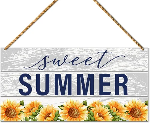 Miniatura 6 de Letrero decorativo para puerta delantera, deseos de girasol y besos de abeja de miel, letrero de gnomo de verano para decoración del hogar, porche