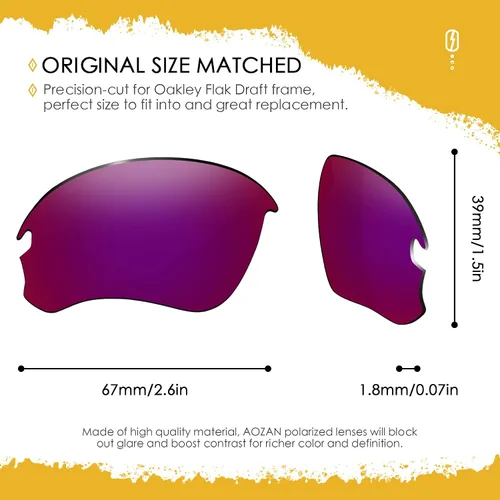 Miniatura 29 de ANSI Z87.1 Replacement Lenses For Oakley Flak Draft OO9364 Sunglass