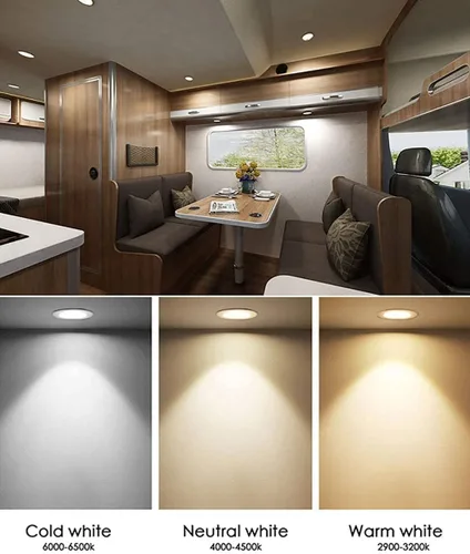 Miniatura 4 de Luces LED de 12V para RV, Barco, Remolque, Camper - Control táctil de 3 temperaturas de color, luz empotrada mini de bajo voltaje regulable, paquete