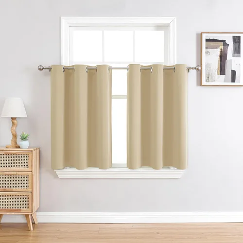 Miniatura 92 de ChrisDowa - Cortinas de cenefa pequeñas para cocina, cortinas cortas con ojales y aislamiento térmico para oscurecer la sala y habitación