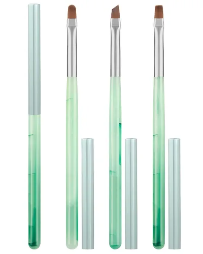 Miniatura 8 de 3 piezas de brochas de limpieza de arte de uñas, brochas de uña redondas/anguladas/planas resistentes a la acetona para remover esmalte de gel
