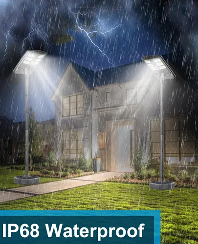 Miniatura 7 de JAYNLT Luces solares de calle de 4000 W para exteriores con poste de 118 pulgadas de alto, 3000 K/4000 K/6500 K 300000 LM, lámparas solares de pie