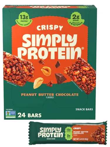 Miniatura 27 de Simply Protein - Barras crujientes de canela y nuez - Barras de proteínas a base de plantas - Bajo en carbohidratos, bajo en azúcar, alta fibra