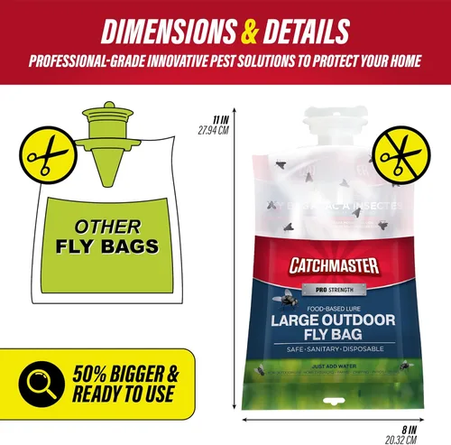 Miniatura 2 de Catchmaster 975 - Trampa para moscas desechables para exteriores Catches house, bottle & blowflies, Holds up to 30,000 flies, Food-based lure,