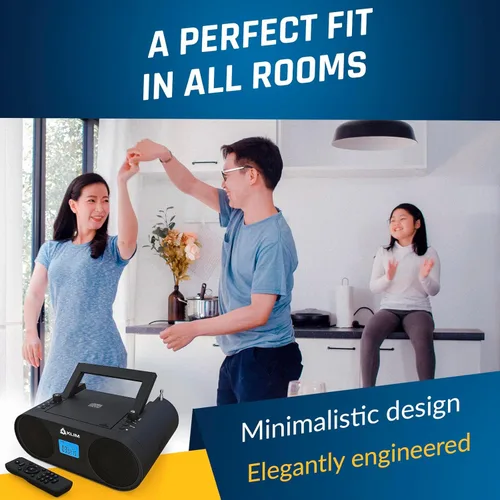 Miniatura 7 de KLIM Boombox B4 Reproductor de CD Sistema de Audio Portátil - Nuevo - Radio AM/FM con Reproductor de CD MP3 Bluetooth AUX USB - Batería Recargable