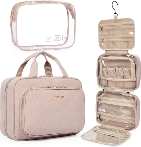 Miniatura 10 de BAGSMART Neceser de viaje colgante con organizador de maquillaje aprobado por la TSA, bolsa cosmética transparente para artículos de aseo personal