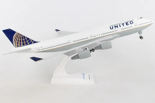Kit de Modelo Avión Daron Skymarks United 747-400 Post Co Merge con Engranaje (Escala 1/200), Blanco