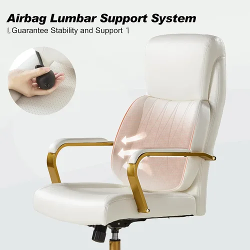 Miniatura 4 de HULALA HOME Silla de oficina ejecutiva con soporte lumbar ajustable, silla de oficina ergonómica de cuero con reposabrazos acolchados, inclinación