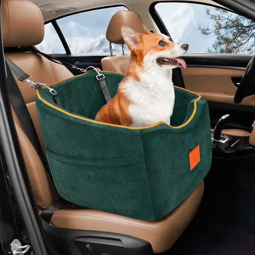 Miniatura 12 de XIEEAOZEE Asiento de automóvil para perros pequeños, asiento elevado de espuma viscoelástica para perros de hasta 35 libras, asiento elevado