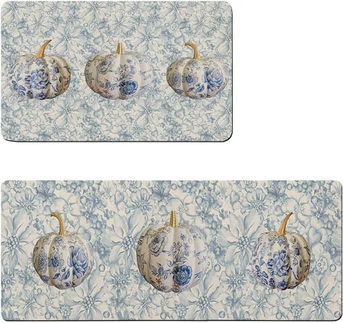 Miniatura 7 de Tapete de baño con diseño de flores y azulejos de calabazas para bañera, antideslizante, de secado rápido y absorbente, de tierra de diatomeas
