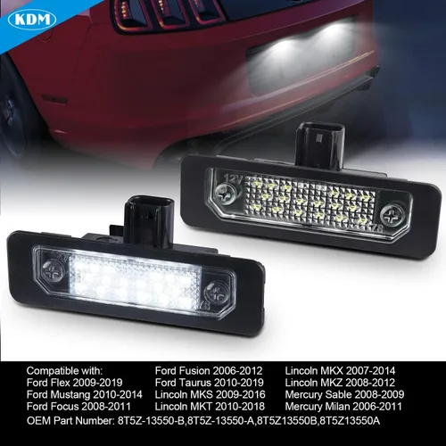 Miniatura 4 de Ensamble de luz para matrícula LED KDM Compatible con Ford Mustang 2010-2014, Fusion 2006-2012, Taurus 2010-2019, Flex Focus Lincoln Mercury