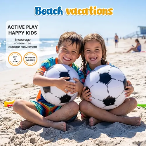Miniatura 6 de LovesTown 3 pelotas de fútbol inflables, bolas de playa grandes de 12 pulgadas para decoraciones de fiesta de fútbol, recuerdos de fiesta