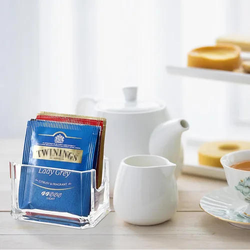 Miniatura 5 de ELLDOO Juego de 4 soportes para paquetes de azúcar, azucarero acrílico para restaurante, organizador de bolsas de té, soporte para paquetes