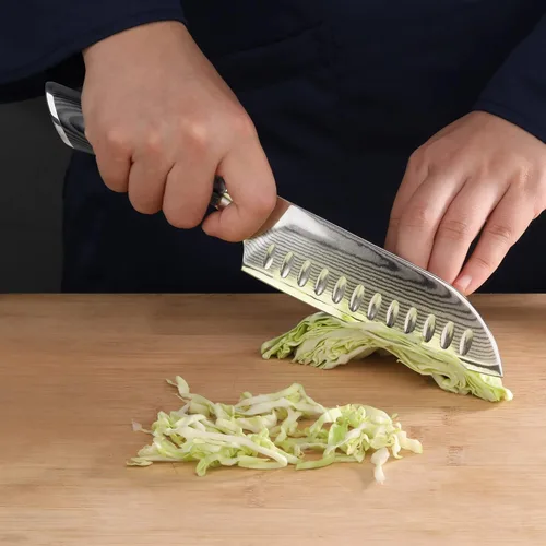 Miniatura 7 de Cangshan Cuchillo Santoku de la serie NAKA de 6 pulgadas con funda, acero de Damasco forjado X-7, 503107