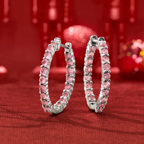 Miniatura 3 de Ross-Simons Gemstone Hoop Earrings in Sterling Silver
