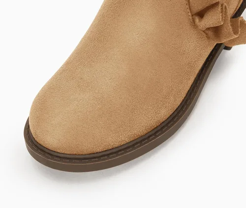 Miniatura 5 de Coutgo Botas de tobillo con volantes y cremallera lateral, tacón bajo grueso, sin cordones, botines Chelsea casuales