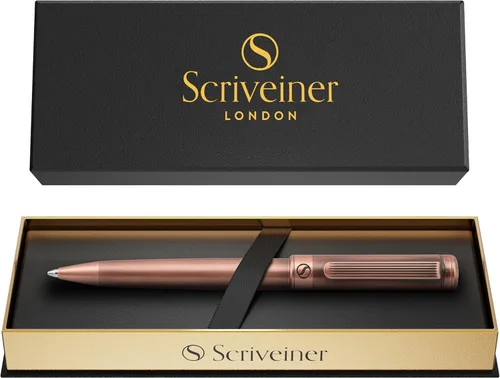Miniatura 27 de Bolígrafo laqueado en negro Scriveiner - Impresionante pluma de lujo, chapado en oro real, repuesto Schmidt de tinta negra, el mejor juego de regalo