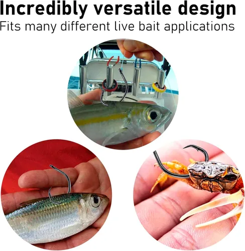Miniatura 7 de Dr.Fish Paquete de 30 ganchos circulares 3 veces fuertes en línea para agua salada y agua dulce, anzuelos de pesca sin compensación para Striper