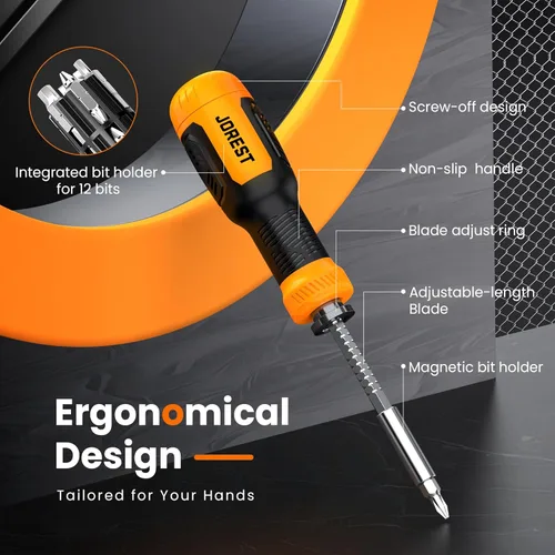 Miniatura 3 de JOREST Juego de destornilladores multibit 25 en 1, herramienta magnética multiherramienta todo en uno, destornillador con Torx, cabeza plana