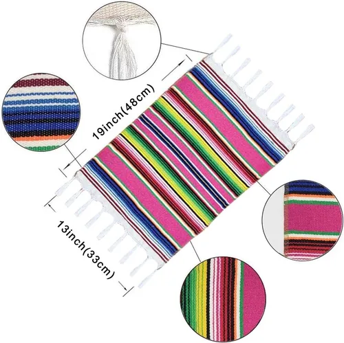 Miniatura 2 de Juego de 6 manteles individuales de serape mexicano para decoración de boda, comedor al aire libre, mesa de cocina, juego de 6, 13 x 19 pulgadas