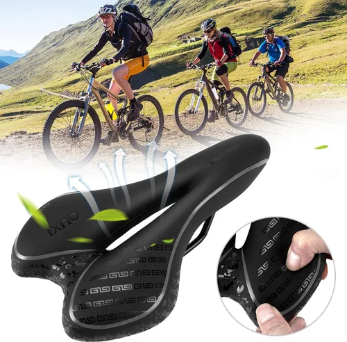 Miniatura 8 de OUXI Asiento de Bicicleta Cómodo Sillín de Bicicleta de Gel Cómodo de Repuesto Suave Acolchado con Absorción de Impactos Impermeable para MTB Negro
