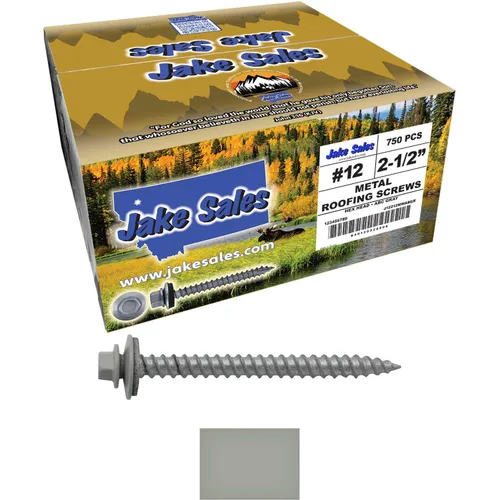 Miniatura 37 de 12 tornillos para techos de metal gris ABC de 2-1/2 pulgadas, cabezal de arandela hexagonal, arranque automático/roscado, arandela EPDM. 1 bolsa