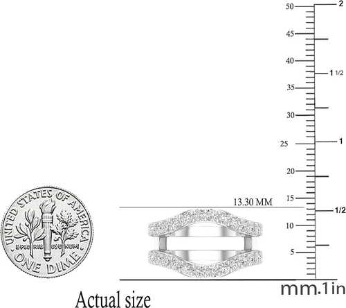 Miniatura 5 de Dazzlingrock Collection Anillo doble de 1.75 quilates (1.75 quilates) para mujer, con diamantes cultivados en laboratorio, disponible en metal