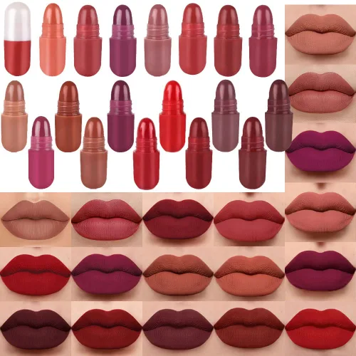 Miniatura 17 de evpct Tintas de labios que se despegan de color rojo mauve profundo con pinza, lápiz labial líquido mate de larga duración, resistente al agua