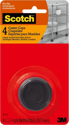 Scotch Copas adhesivas de fieltro SP668-NA, protectores de patas de silla para suelos de madera dura, marrón, 1.25 pulgadas, paquete de 4, 6
