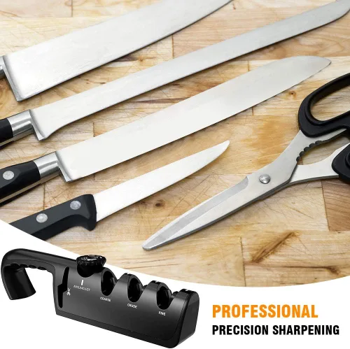 Miniatura 6 de Afilador de cuchillos de cocina, afilador de cuchillos de chef de 4 etapas para restaurar cuchillos no serrados rápidamente, seguro y fácil de usar