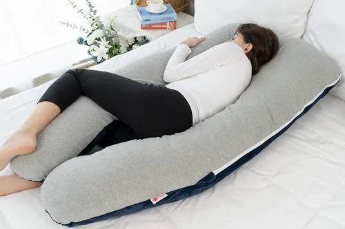 Miniatura 5 de Meiz - Almohada de embarazo, almohadas refrescantes de embarazo para dormir, almohada de embarazo de cuerpo completo con funda reversible de jersey