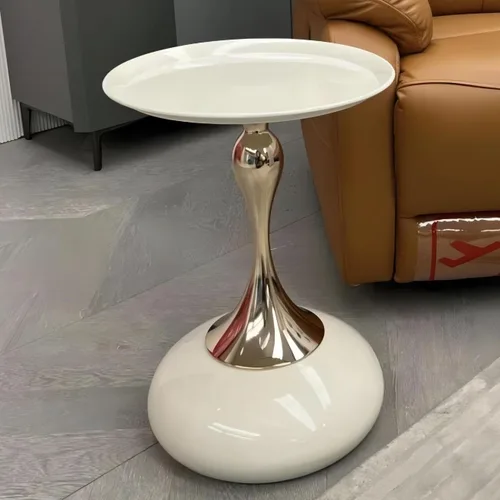 Miniatura 8 de Mesita de noche pequeña, mesa auxiliar redonda de pedestal, mesa auxiliar Art Deco, mesa auxiliar moderna, mesa auxiliar para sala de estar, Dorado