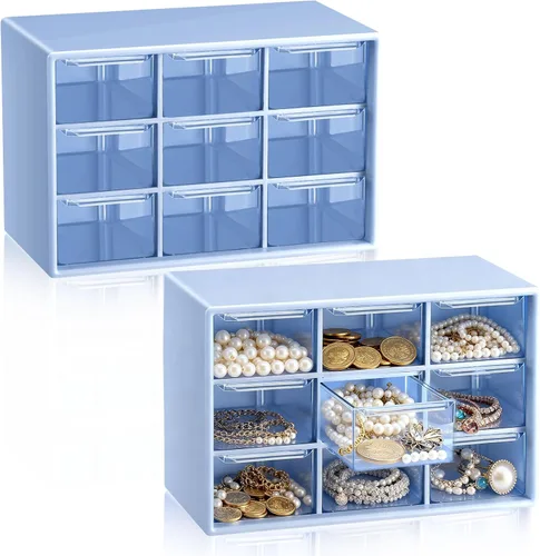 Miniatura 15 de Wenqik 2 Piezas Mini Cajones de Almacenamiento Organizador de Caja de Herramientas para Maestros con 9 Cajones Transparentes Pequeño Organizador