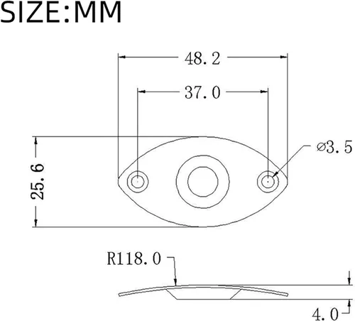 Miniatura 2 de Metal 1/4 "Oval Guitarra Entrada Jack Salida Placa Jackplate Socket para Fender Strat Tele (Cromo)