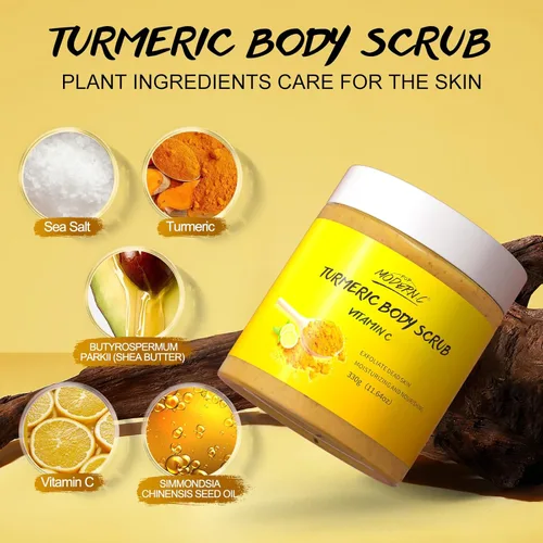 Miniatura 5 de POP MODERN.C Exfoliante corporal de cúrcuma y vitamina C para eliminar la piel muerta, mejora las manchas oscuras, acné, exfoliante orgánico natural