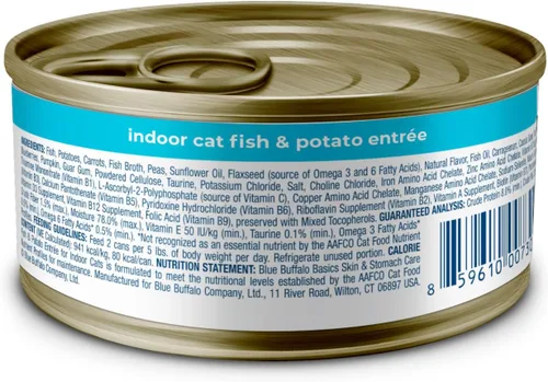 Miniatura 2 de Blue Buffalo Basics - Alimento húmedo para gatos adultos sin granos, cuidado de la piel y el estómago, dieta de ingredientes limitados, receta