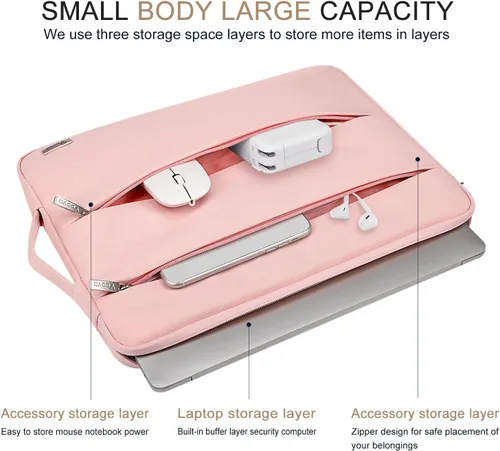 Miniatura 2 de Voova 13 13.6 Pulgadas Funda para Laptop Compatible con MacBook Air 13 M1/M2/M3/M4 2020-2025, MacBook Pro 13/14, iPad Air/Pro 13, Bolsa de Rosa