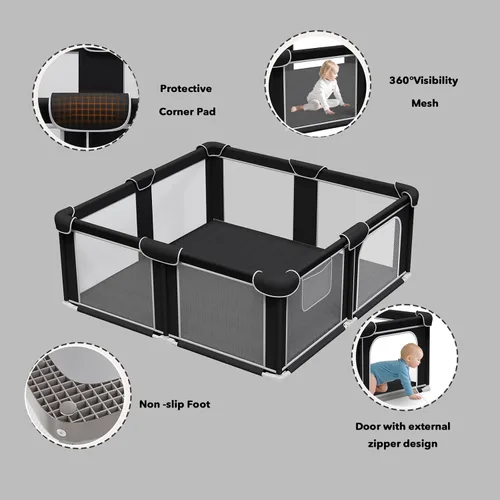 Miniatura 5 de G TALECO GEAR Corralito plegable para bebés y niños pequeños, patio de juegos portátil de 50"x50" con alfombra, corral de juegos plegable para niños