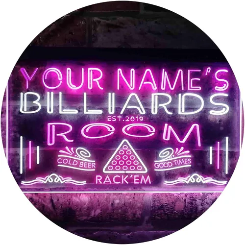 Miniatura 10 de ADVPRO Letrero de neón LED de un solo color personalizado con temática de billar, sala de billar, 12 x 8.5 pulgadas, st4s32-pj1-tm-b